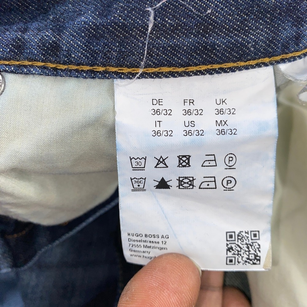 Hugo Boss Orange Jeans Mens 36x32 Blue Straight Leg Dark Wash Denim Casual - Picture 8 of 12
